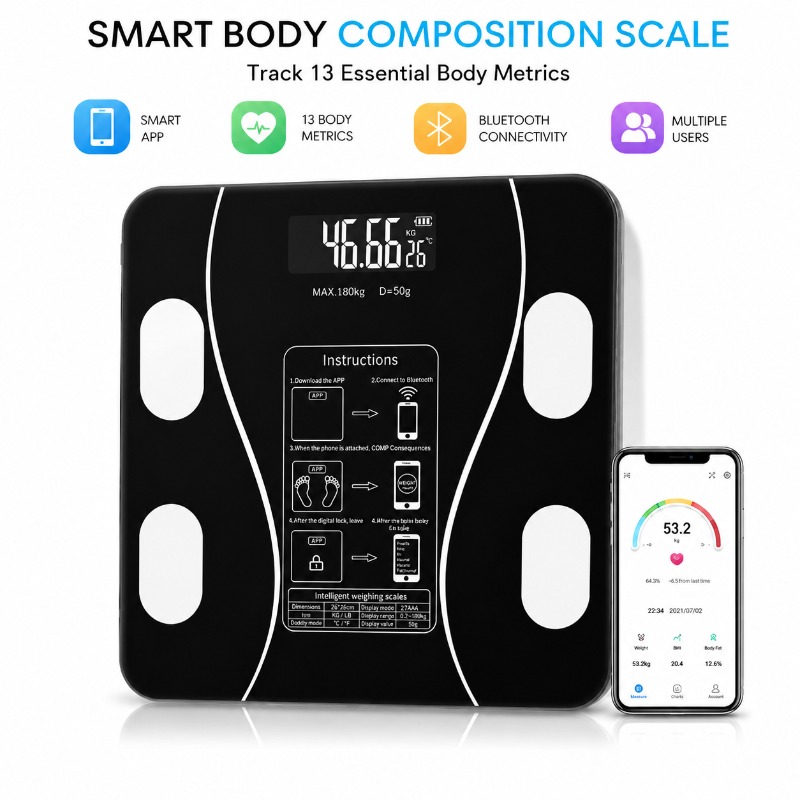 Body Fat Scale Smart - 스마트 블루투스 체지방 측정기 디지털 욕실