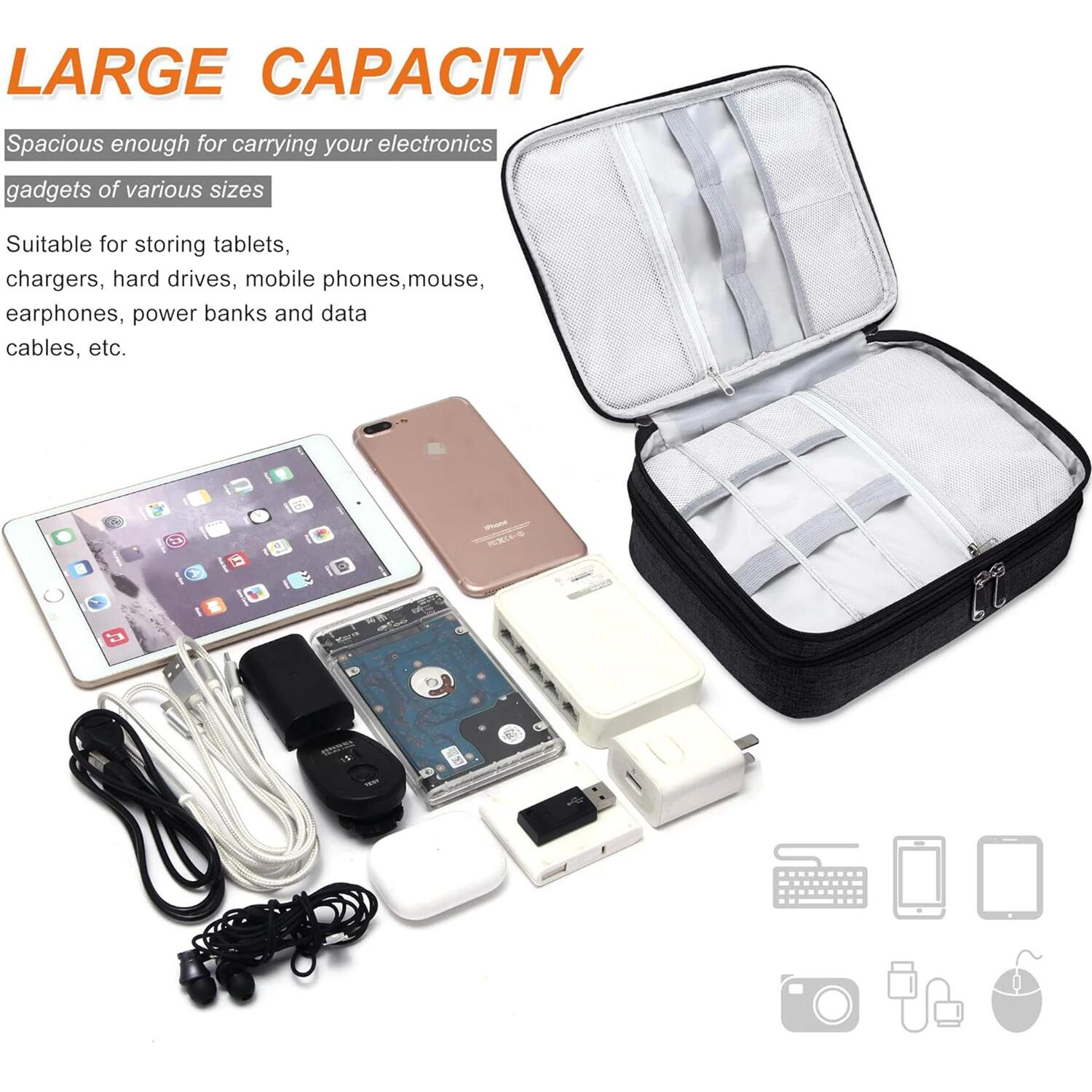 휴대용 디지털 저장 가방 USB 가제트 방수 케이블 주 - Electronics Gadgets Bag 리뷰 및 가격
