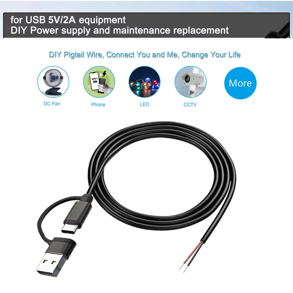 DC 2 핀 전원 케이블 USB 및 유형 C 남성 여성 - Electronics Repair Gadgets 리뷰 및 가격