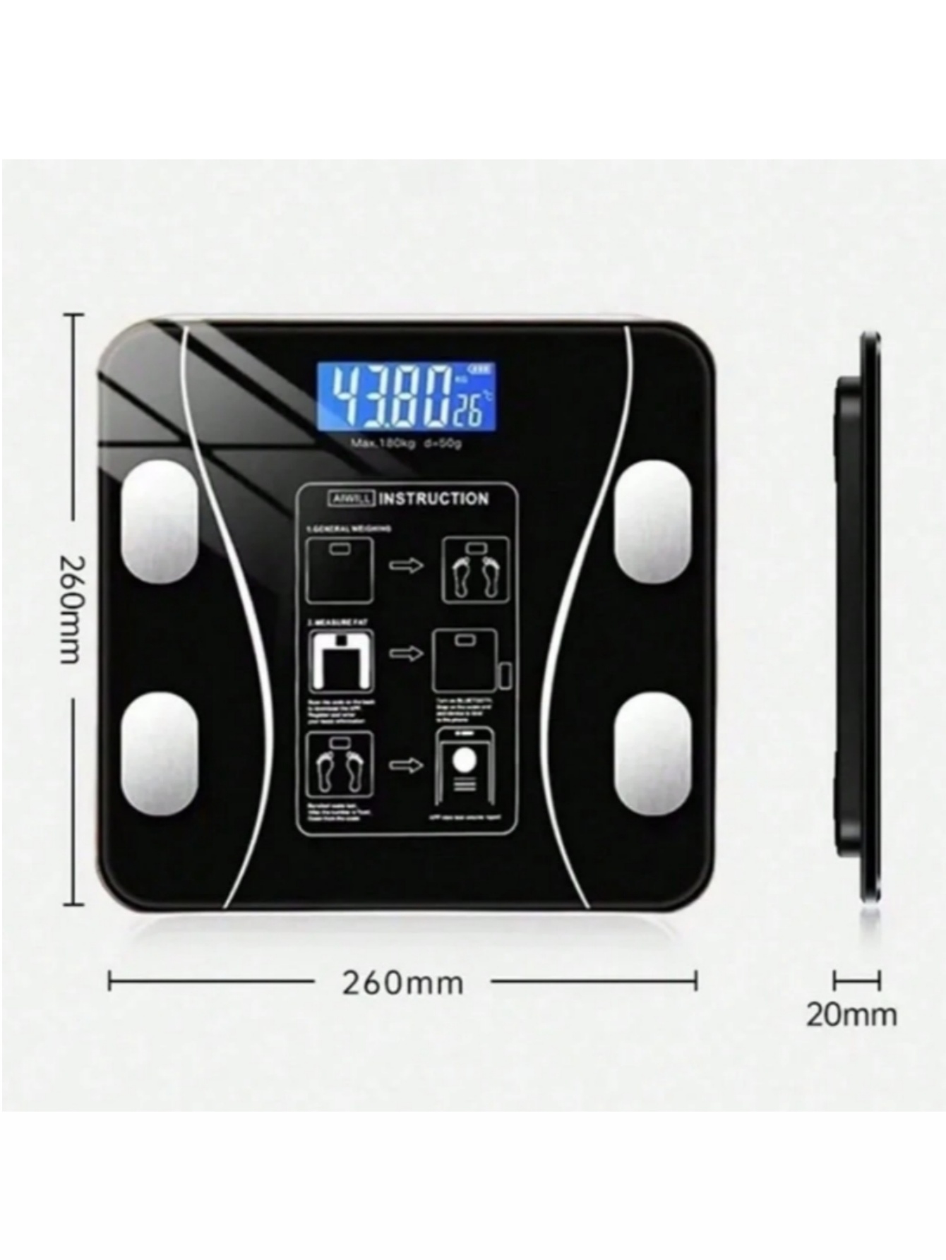 고정밀 USB 충전식 스마트 디지털 체중계, LED 디 - Body Fat Scale Smart 리뷰 및 가격